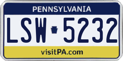 PA license plate LSW5232