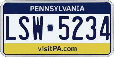 PA license plate LSW5234
