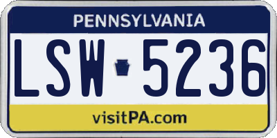 PA license plate LSW5236