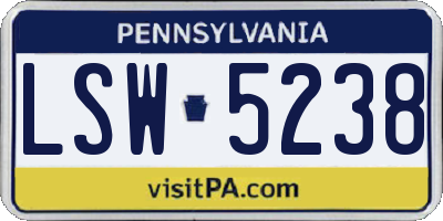 PA license plate LSW5238