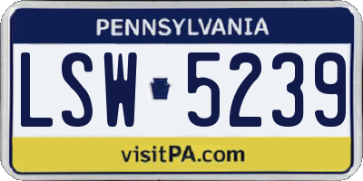 PA license plate LSW5239