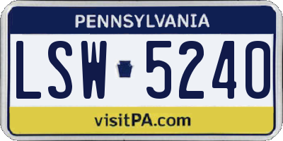 PA license plate LSW5240