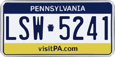 PA license plate LSW5241
