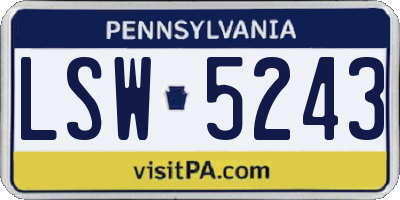 PA license plate LSW5243