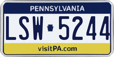 PA license plate LSW5244