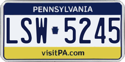 PA license plate LSW5245
