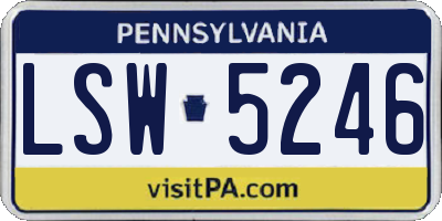 PA license plate LSW5246