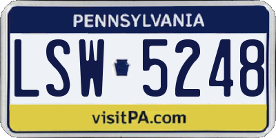 PA license plate LSW5248