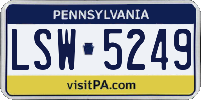 PA license plate LSW5249