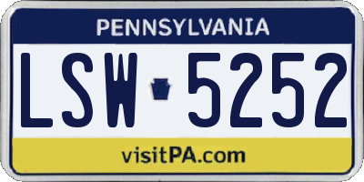 PA license plate LSW5252