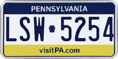 PA license plate LSW5254