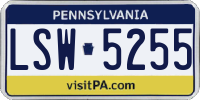 PA license plate LSW5255