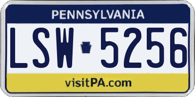 PA license plate LSW5256