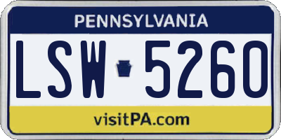 PA license plate LSW5260