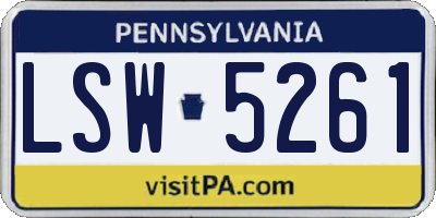 PA license plate LSW5261