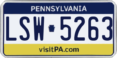 PA license plate LSW5263