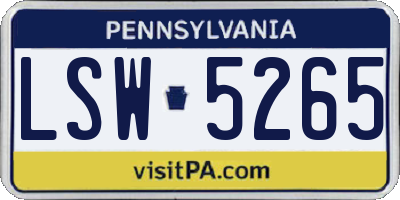 PA license plate LSW5265