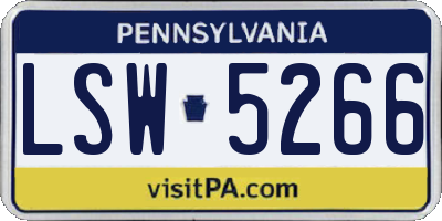 PA license plate LSW5266