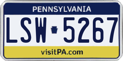 PA license plate LSW5267