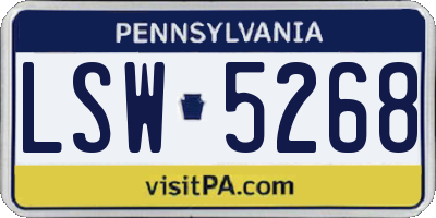 PA license plate LSW5268