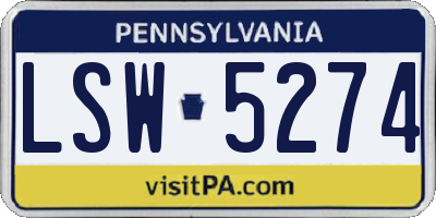 PA license plate LSW5274