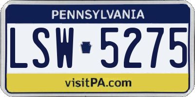 PA license plate LSW5275
