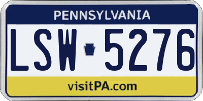 PA license plate LSW5276