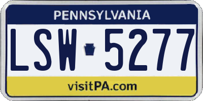 PA license plate LSW5277