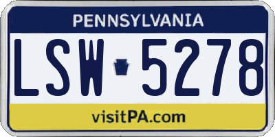 PA license plate LSW5278