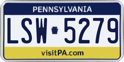 PA license plate LSW5279