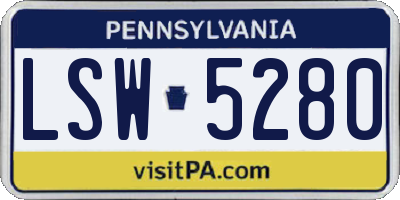 PA license plate LSW5280