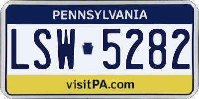PA license plate LSW5282