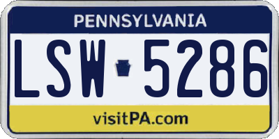 PA license plate LSW5286