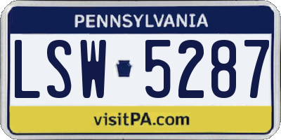 PA license plate LSW5287