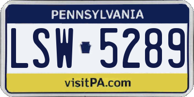 PA license plate LSW5289