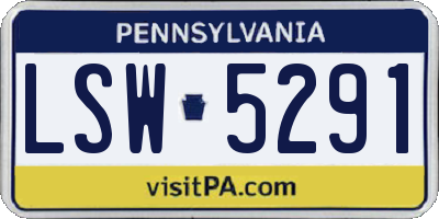 PA license plate LSW5291