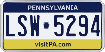 PA license plate LSW5294