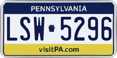 PA license plate LSW5296