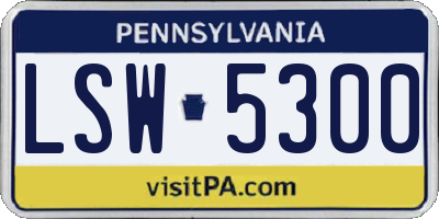 PA license plate LSW5300