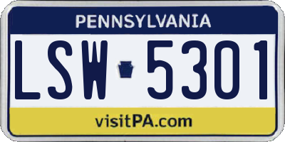 PA license plate LSW5301