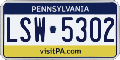 PA license plate LSW5302