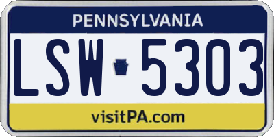 PA license plate LSW5303