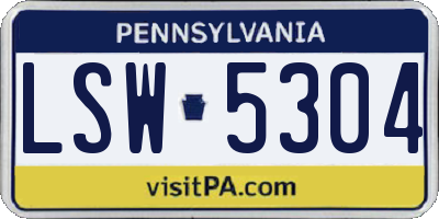 PA license plate LSW5304