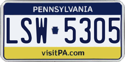 PA license plate LSW5305