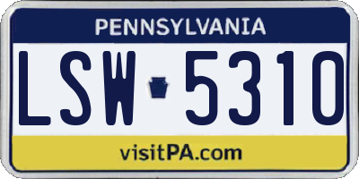PA license plate LSW5310