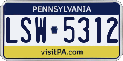 PA license plate LSW5312