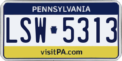 PA license plate LSW5313