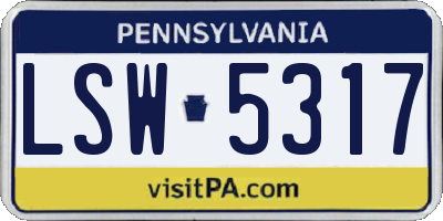 PA license plate LSW5317