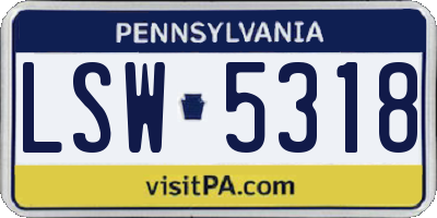 PA license plate LSW5318
