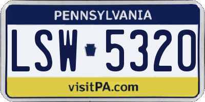 PA license plate LSW5320